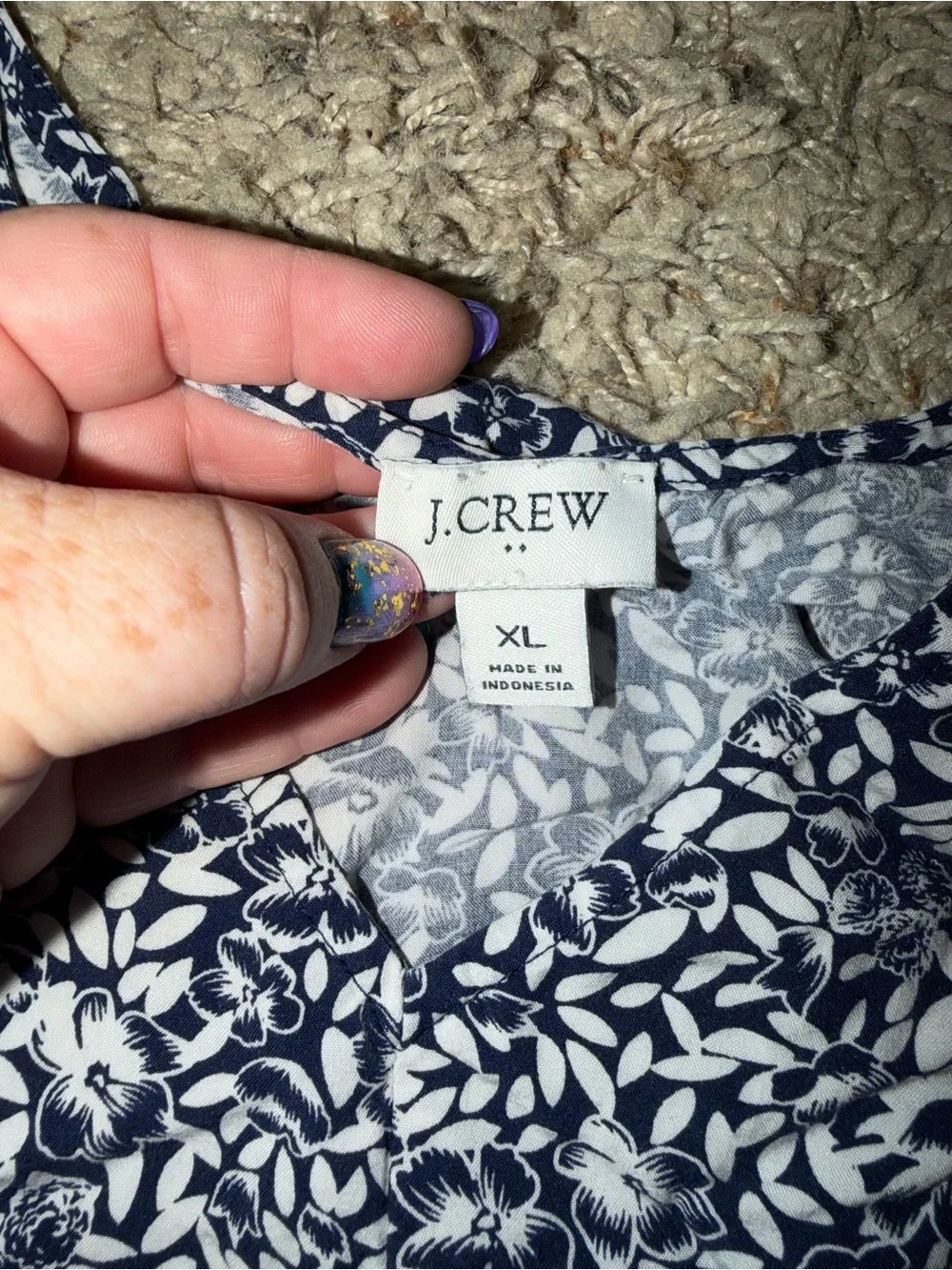J. Crew Navy and White Floral Dress with Pockets
